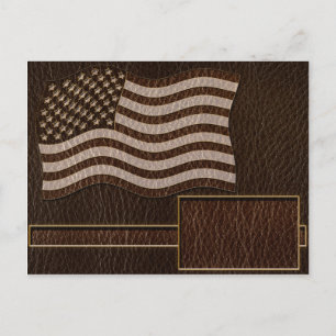 Leder-Optik USA-Flagge Dunkel Postkarte