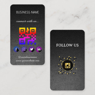 Leder schwarz - Social Media QR Code Visitenkarte