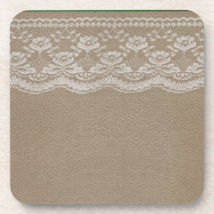 Leder-&-Spitze-Hochzeit Untersetzer