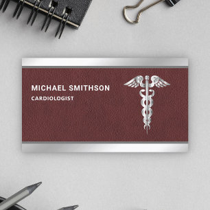 Leder Stahl Caduceus Symbol Medizinischer Berufstä Visitenkarte