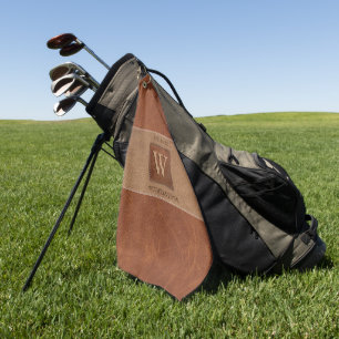 Leder Tone Streifen Kastanienbraun Golfhandtuch