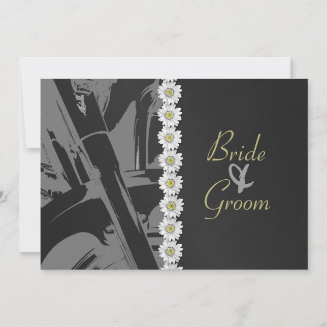 Leder und Gänseblümchen, die Einladung Wedding (Vorderseite)