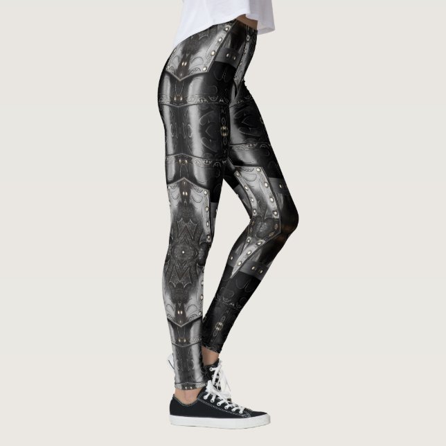 Leder Viking Armor Abstract Design, schwarz Leggings (Rechts)