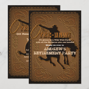 Leder Western Wild West Cowboy-Ruhestandsfeier Einladung