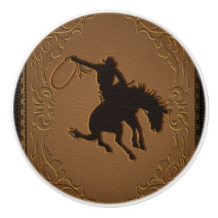 Leder Western Wilder Westen Rustikal Land Cowboy Keramikknauf