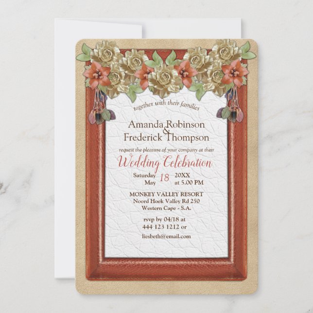 Leder & Wildleder Texture Art Hochzeit Einladung (Vorderseite)