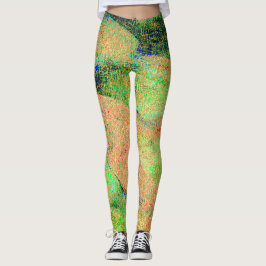 Lederarbe gefälscht und grün-orangefarbene Farbe Leggings