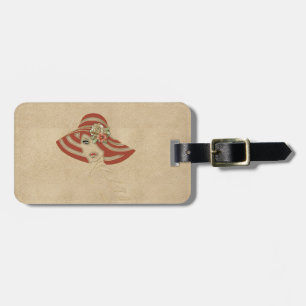 Lederarbeit in Blume über Wildleder Gepäckanhänger