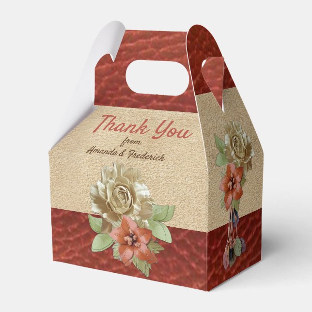 Lederarbeit in Blume über Wildleder Geschenkschachtel (Vorderseite)