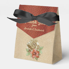 Lederarbeit in Blume über Wildleder Geschenkschachtel