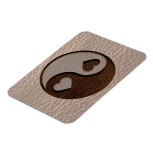 Lederaussehen Yin Yang Herzweich Magnet