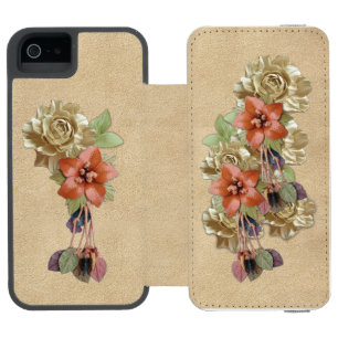 Lederblumen auf cremefarbenem Wildleder Incipio Watson™ iPhone 5 Geldbörsen Hülle