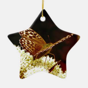 Lederbraun, Tan und Schokolade: farbiger Schmetter Keramik Ornament