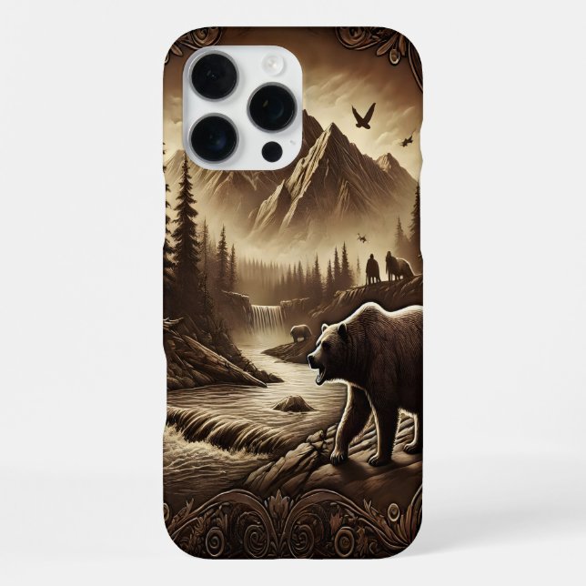 Lederdesignbär von River iPhone 16 Pro Max Hülle (Rückseite)