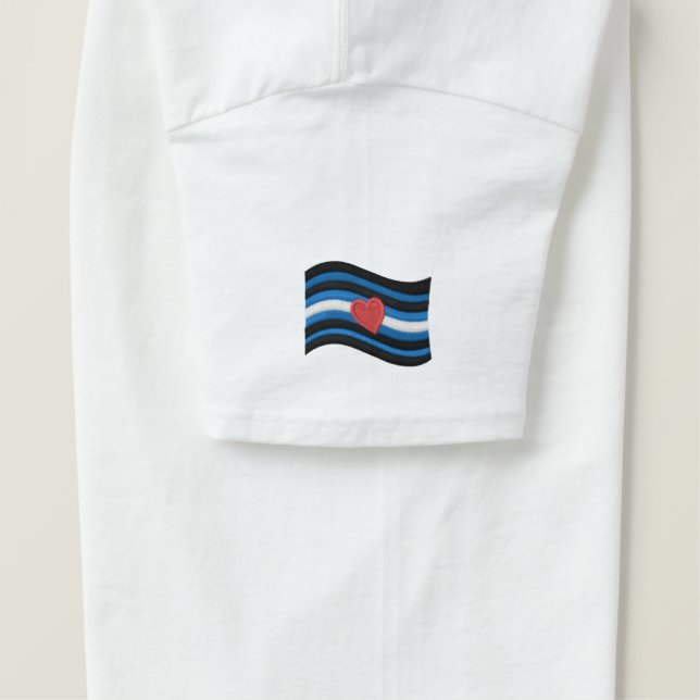 Lederdruckfahne bestickter T - Shirt (Design Rechts)