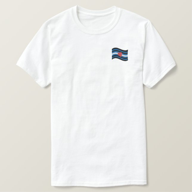 Lederdruckfahne bestickter T - Shirt (Design vorne)