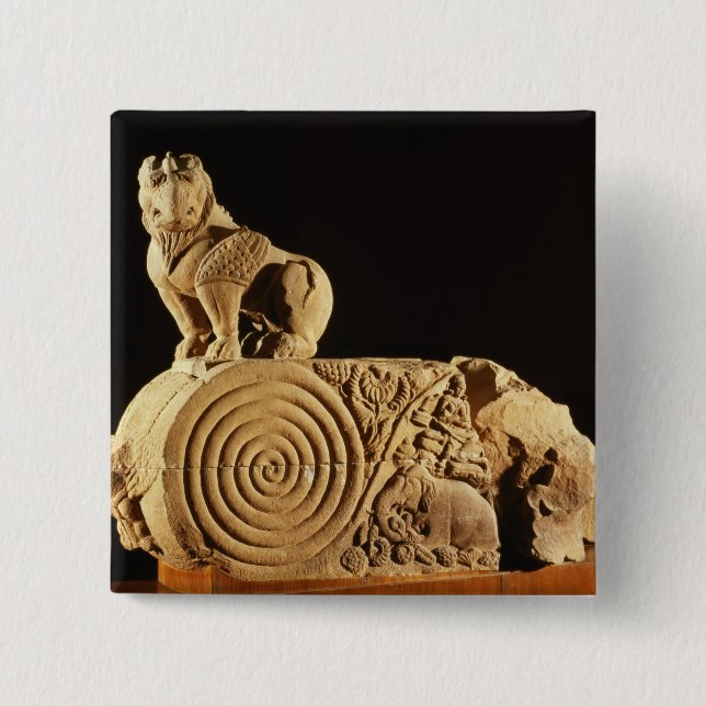 Lederfarbener Sandstein Architrave mit Greif, Button (Vorderseite)