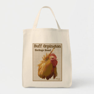 Lederfarbenes Orpington Hahnbild und -text Tragetasche