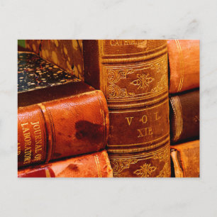 Ledergebundene Bücher Postkarte