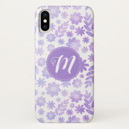 Lederhandgezogenes Blumenmuster und Monogramm iPhone X Hülle