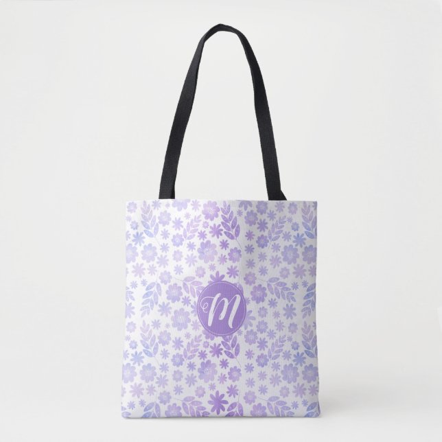 Lederhandgezogenes Blumenmuster und Monogramm Tasche (Vorderseite)