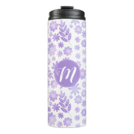 Lederhandgezogenes Blumenmuster und Monogramm Thermosbecher