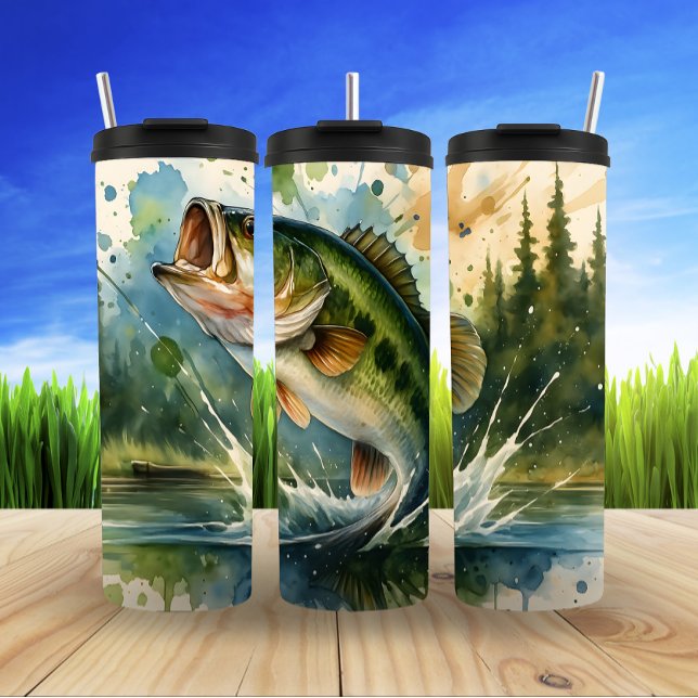 Lederhaut, Wasserfarbenfrohe Wildnis Thermosbecher (Von Creator hochgeladen)