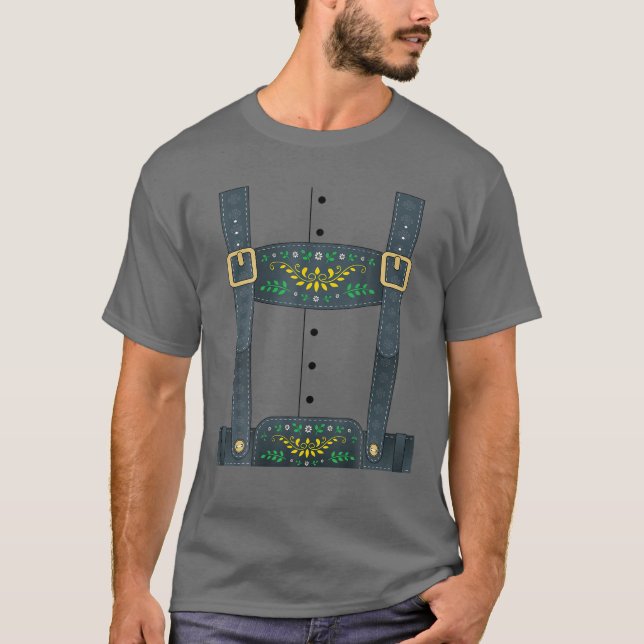 Lederhosen Oktoberfest oder Halloweenkostüm T-Shirt (Vorderseite)
