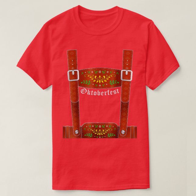 Lederhosen Suspenders Oktoberfest Halloween Bavari T-Shirt (Design vorne)