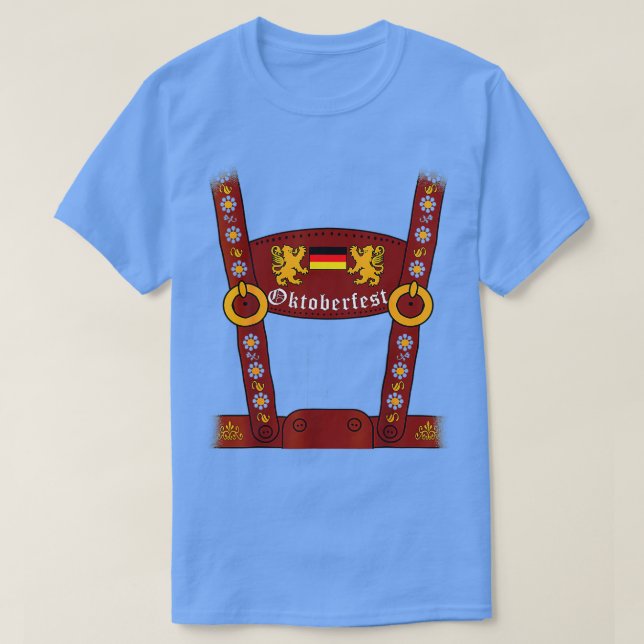 Lederhosen Suspenders Oktoberfest Halloween Bavari T-Shirt (Design vorne)