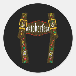 Lederhosen Suspenders Oktoberfest München Runder Aufkleber