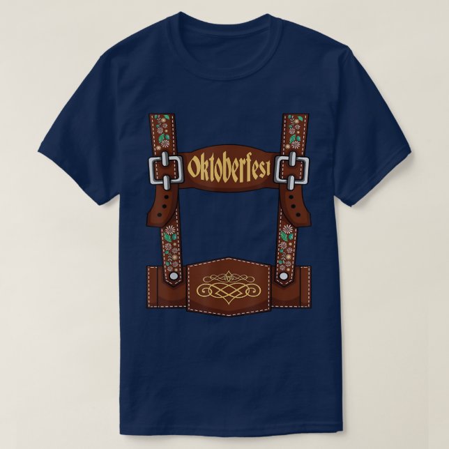 Lederhosen Suspenders Oktoberfest München T-Shirt (Design vorne)
