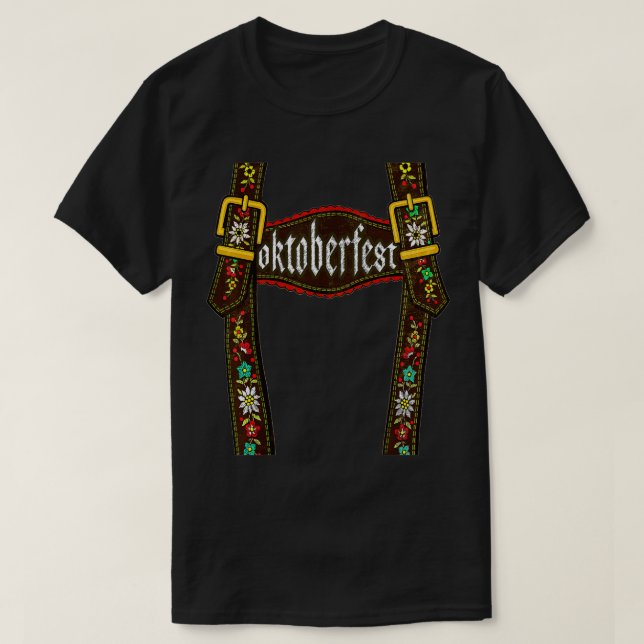 Lederhosen Suspenders Tee Oktoberfest Bavarian Mun (Design vorne)