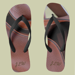 Lederimitat mit Initialen personalisiert und Reißv Flip Flops