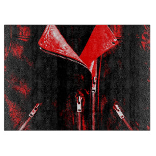 Lederjacke Rote Schneideplatte Schneidebrett