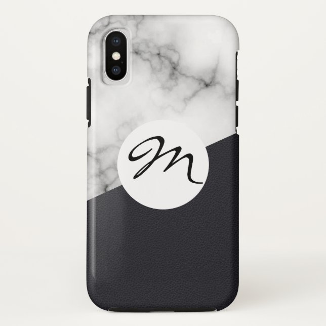 Ledermarmor mit Monogramm Case-Mate iPhone Hülle (Rückseite)