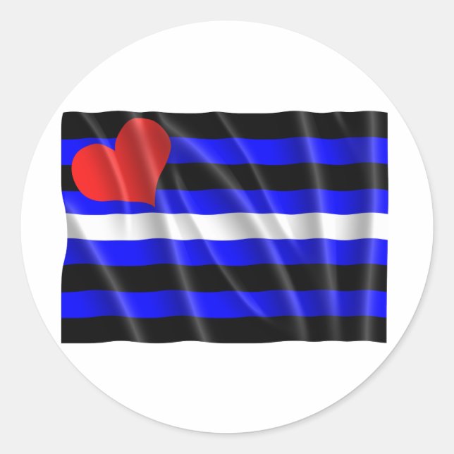 LEDERNE FLAGGE GEWELLT RUNDER AUFKLEBER (Vorderseite)