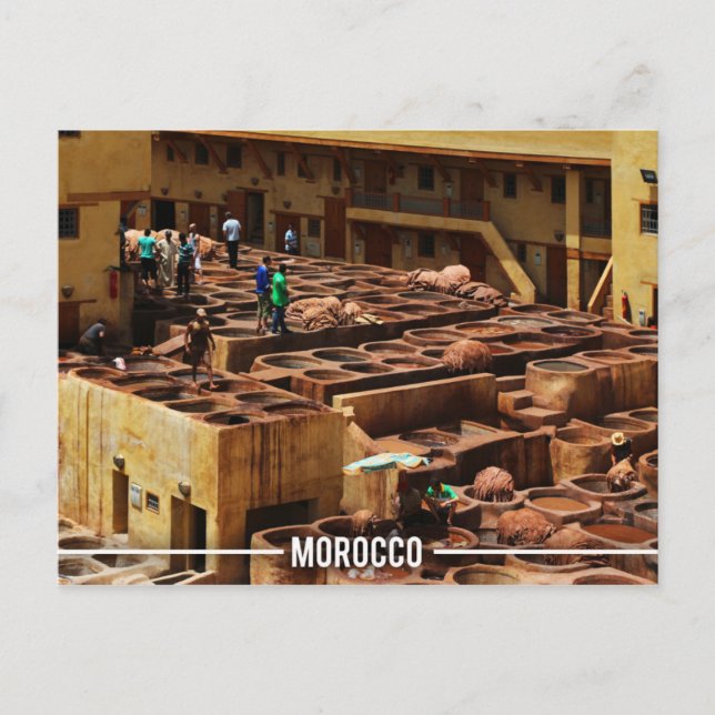 Lederne Gerberei Fez - Chouara Marokko Postkarte (Vorderseite)