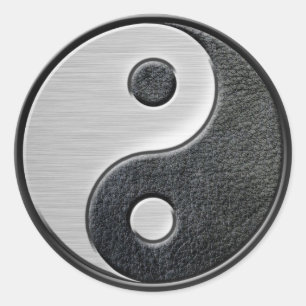 Lederne und Stahleffekt Yin Yang Grafik Runder Aufkleber