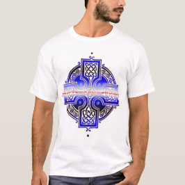 Lederner Stolz-keltisches Knüpfarbeit-Kreuz T-Shirt