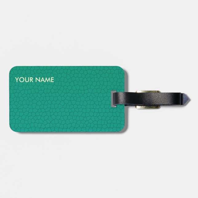 Ledernes Blick-Reise-Gepäck aquamarin Gepäckanhänger (Rückseite horizontal)