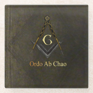 Ledernes Buch-Blick-Quadrat und Kompass Glasuntersetzer