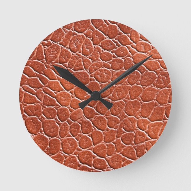 Ledernes Muster Runde Wanduhr (Vorderseite)