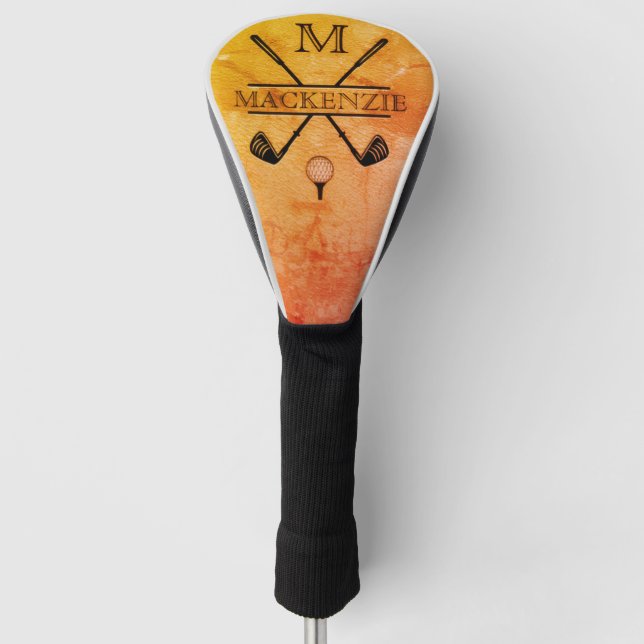 Lederorange-Design farbenfroh einzigartig Golf Headcover (Vorderseite)
