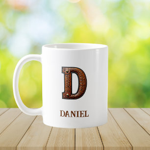 Lederpräge-Western-Monogramm-Anfangsbuchstabe D Kaffeetasse