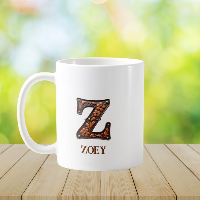Lederpräge-Western-Monogramm Anfangsbuchstabe Z Kaffeetasse (Von Creator hochgeladen)