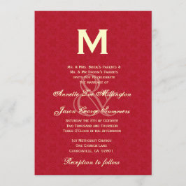 Lederrot und Creme Monogram Wedding R431 Einladung
