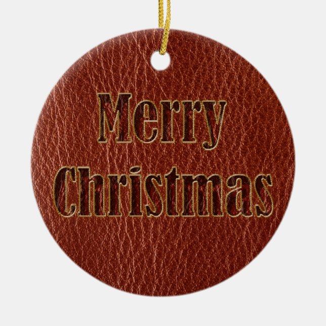 Lederschau Weihnachtsrot Keramikornament (Vorne)