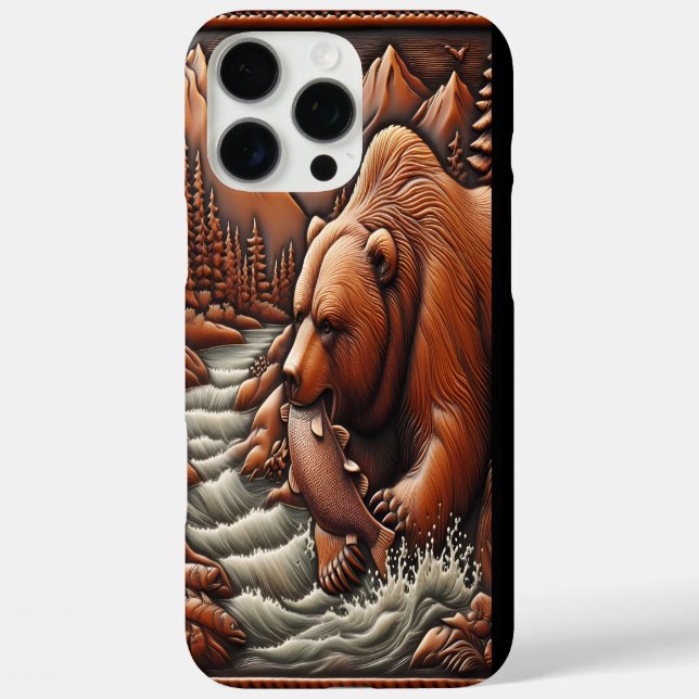 Lederschaubär am Fluss iPhone 16 Pro Max Hülle (Rückseite)