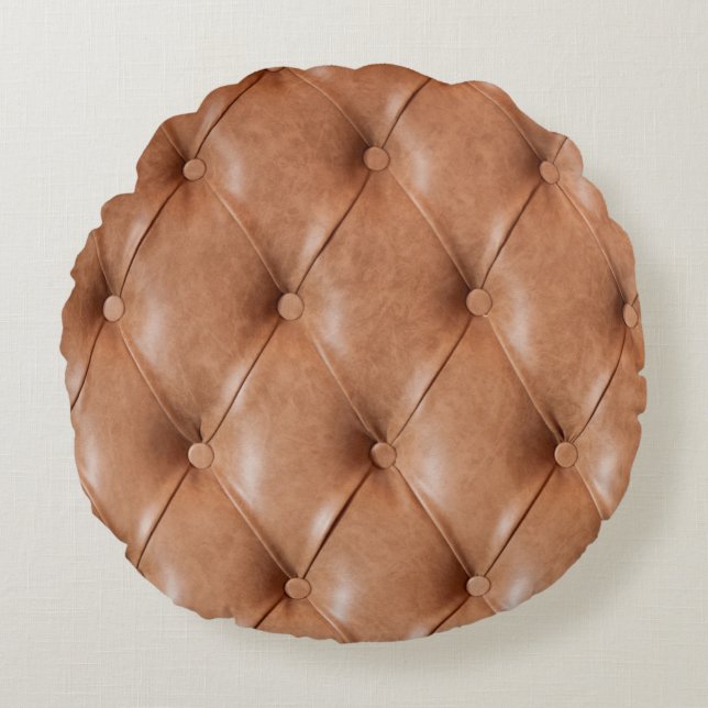 Ledersofa-Hintergrund Rundes Kissen (Vorderseite)